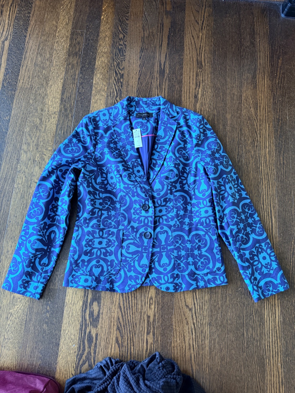 Talbots Blue Patterned Women's stretch Blazer 4